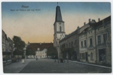Mewe. Markt mit Rathaus und evgl. Kirche
