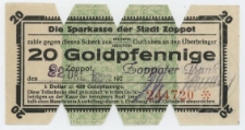 Die Sparkasse der Stadt Zoppot - Gutschein 20 goldpfennige, nr 244720