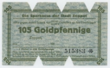 Die Sparkasse der Stadt Zoppot - Gutschein - 105 goldpfennige, nr 515383