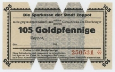 Die Sparkasse der Stadt Zoppot - Gutschein - 105 goldpfennige, nr 250531