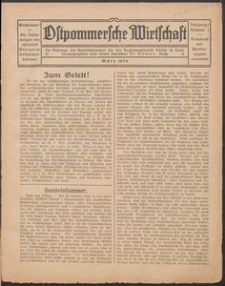 Ostpommersche Wirtschaft, Marz 1924, Nummer 1
