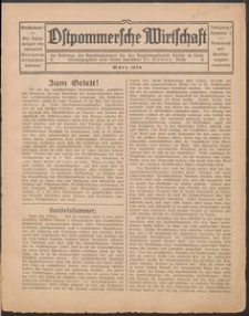 Ostpommersche Wirtschaft, Marz 1924, Nummer 1