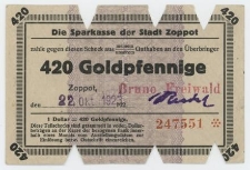 Die Sparkasse der Stadt Zoppot - Gutschein - 420 goldpfennige, nr 247551