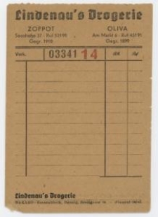 Karta z bloczku kasowego nr 0334114