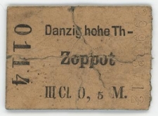 Bilet kolejowy III klasy Danzig-Zoppot