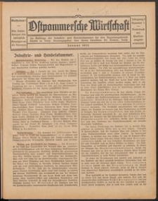 Ostpommersche Wirtschaft, Januar 1925, Nummer 1