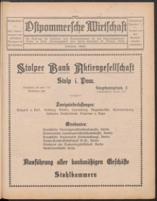 Ostpommersche Wirtschaft, Januar 1926, Nummer 1