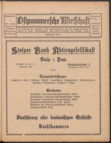 Ostpommersche Wirtschaft, Februar 1927, Nummer 1