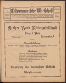Ostpommersche Wirtschaft, November 1927, Nummer 6