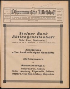 Ostpommersche Wirtschaft, Oktober 1928, Nummer 4