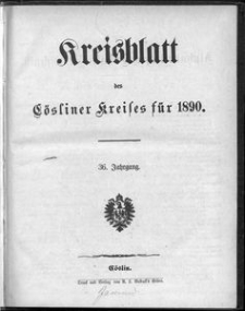 Kreisblatt des C&ouml;sliner Kreises 1890