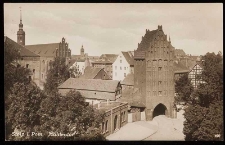 Mill Gate in Stolp. In the background the panorama of the left bank city