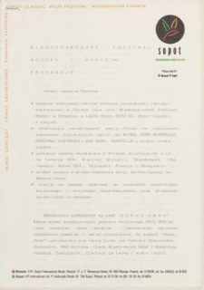Dokument- zaproszenie do wsp&oacute;łpracy w ramach Międzynarodowego Festiwalu Piosenki Sopot&rsquo;90