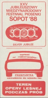 XXV Jubileuszowy Międzynarodowy Festiwal Piosenki Sopot &rsquo;88