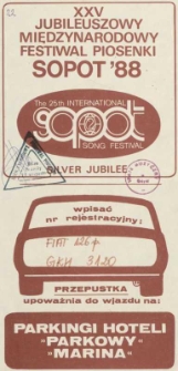 XXV Jubileuszowy Międzynarodowy Festiwal Piosenki Sopot &rsquo;88