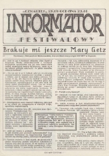 Informator festiwalowy, czwartek, 18.08., godz. 23.00, XXV Międzynarodowy festiwal Piosenki Sopot '88