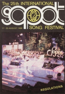Ulotka w jezyku angielskim z regulaminem fetiwalu: The 25th INTERNATIONAL SONG FESTIVAL 1988