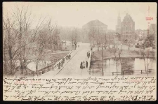 Rynek rybny w Stolpie z panoramą lewobrzeżnego miasta