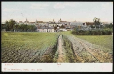 Panorama of Stolp : fields, buildings, towers on the horizon