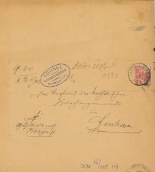 List nadany w Kartuzach 14 czerwca 1892 r.