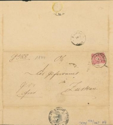 Przesyłka sądowa wysłana przez kartuski sąd w 1877 r.