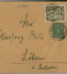 Koperta nadana w Kartuzach 5 września 1920 r.