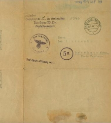 Przesyłka z 1 listopada 1944 r. z Sadu w Kartuzach do adresata Leo Bonkoweskiego