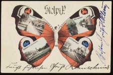 Stolp: Wilhelmstrasse, rzeka, palc Bl&uuml;chera z pomnikiem Bismarcka, Pr&auml;sidentenbr&uuml;cke