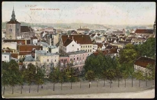 Panorama Stolpu: kości&oacute;ł Mariacki, kości&oacute;ł zamkowy, Sch&uuml;tzenhaus