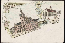 Stolp: nowy ratusz, stary ratusz oraz herb