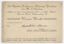 Zaproszenie na "Wiecz&oacute;r Morski" organizowany w lokalu &bdquo;Europa" w Sopocie, przy ul. Marszałka Rokossowskiego