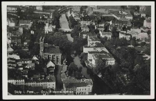 Panorama Stolpu: dawny kości&oacute;ł św. Mikołaja, rzeka, plac Schradera