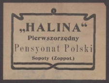 Ulotka reklamowa pensjonatu &bdquo;Halina" w Sopocie