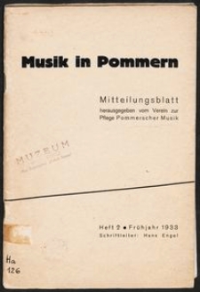 Musik in Pommern: Mitteilungsblatt [...]. Heft 2, Frühjahr 1933