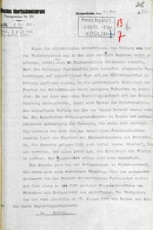 Pismo Preußische Oberfischmeisteramt w Ustce do prezydenta rejencji koszalińskiej z 5.05.1931 r.