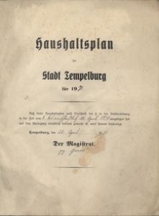 Haushaltsplan der Stadt Tempelburg f&uuml;r 1931