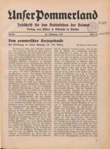 Unser Pommerland : Zeitschrift für das Kulturleben der Heimat : 22. Jahrgang 1937