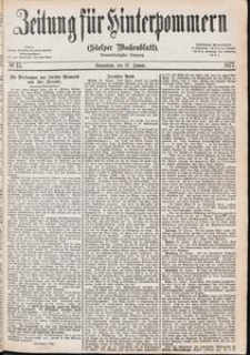 Zeitung f&uuml;r Hinterpommern (Stolper Wochenblatt) Nr. 15/1877