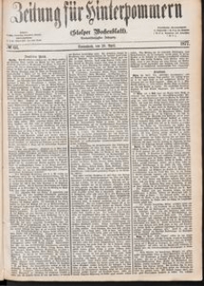 Zeitung f&uuml;r Hinterpommern (Stolper Wochenblatt) Nr. 66/1877